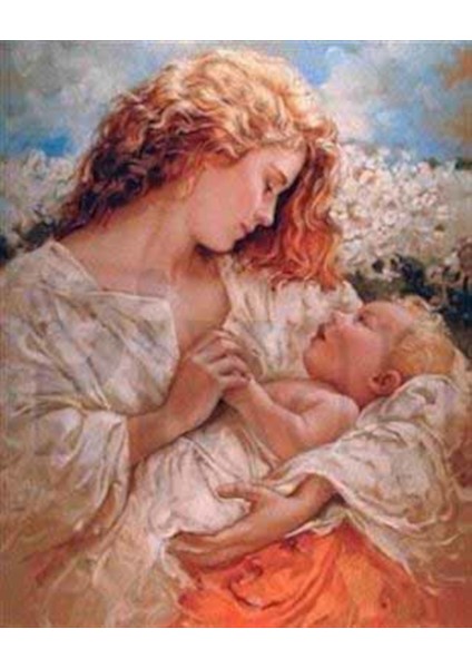Anne ve Bebek Pixart Sanat Elmas Mozaik Tablo Diamond Türkiye 41 x 51 cm