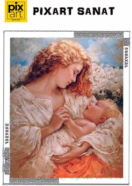 Anne ve Bebek Pixart Sanat Elmas Mozaik Tablo Diamond Türkiye 41 x 51 cm fırsatları