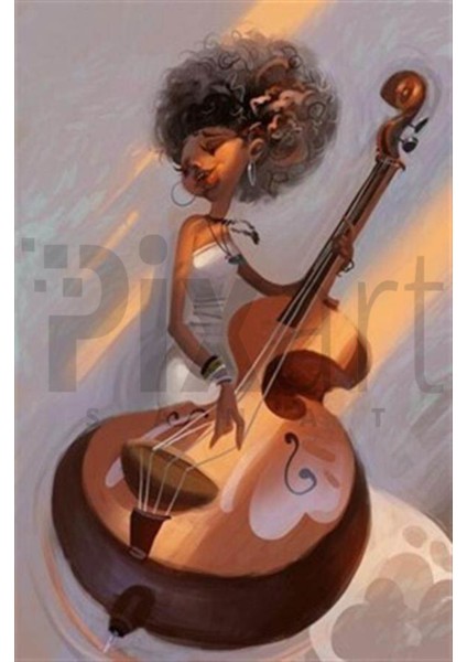 Gitarist Kadın Pixart Sanat Elmas Mozaik Tablo Diamond Türkiye 43 x 66 cm