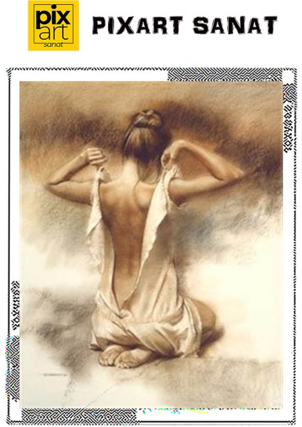 Sırt Dekolteli Kadın Pixart Sanat Elmas Mozaik Tablo Diamond Türkiye 41 x 51 cm fırsatları