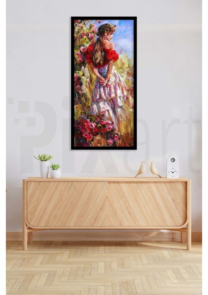 Çiçeklerin Içindeki Kız Pixart Sanat Elmas Mozaik Tablo Diamond Türkiye 30 x 61 cm