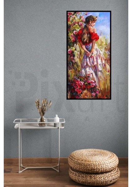 Çiçeklerin Içindeki Kız Pixart Sanat Elmas Mozaik Tablo Diamond Türkiye 30 x 61 cm