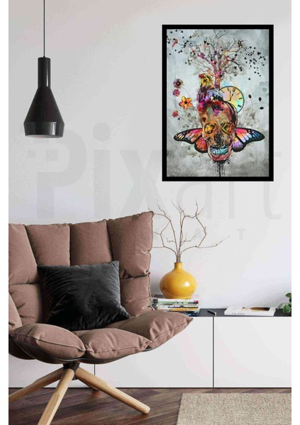 Kelebek ve Kurukafa Pixart Sanat Elmas Mozaik Tablo Diamond Türkiye 40 x 60 cm modelleri