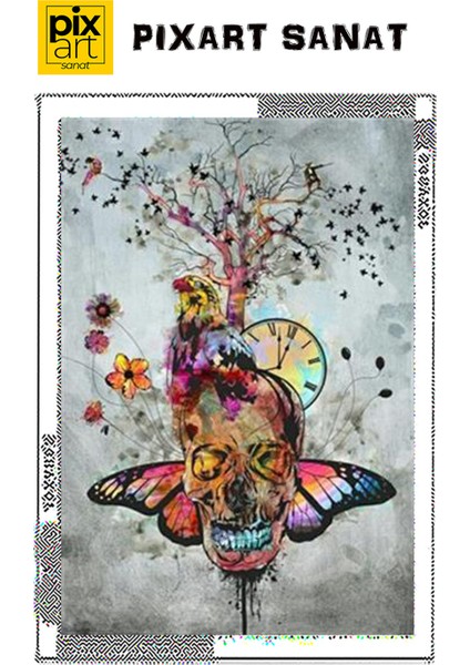 Kelebek ve Kurukafa Pixart Sanat Elmas Mozaik Tablo Diamond Türkiye 40 x 60 cm fırsatları