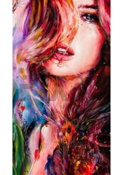 Renklerin Içindeki Kadın Pixart Sanat Elmas Mozaik Tablo Diamond Türkiye 38 x 66 cm