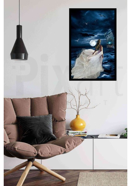 Gece ve Kadın Pixart Sanat Elmas Mozaik Tablo Diamond Türkiye 45 x 74 cm fiyatları