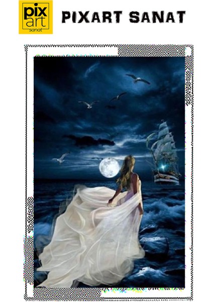 Gece ve Kadın Pixart Sanat Elmas Mozaik Tablo Diamond Türkiye 45 x 74 cm fırsatları