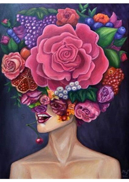 Başımda Çiçekler Pixart Sanat Elmas Mozaik Tablo Diamond Türkiye 43 x 61 cm