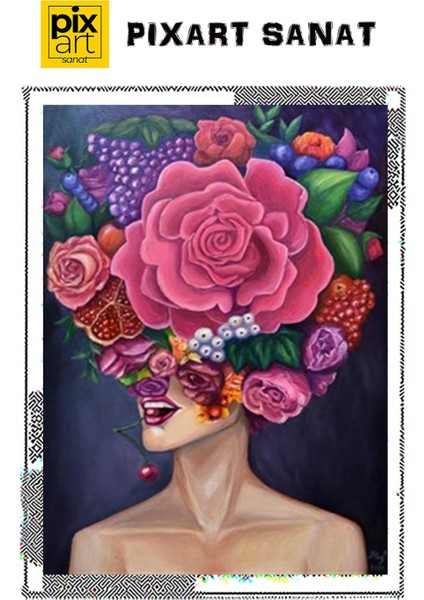 Başımda Çiçekler Pixart Sanat Elmas Mozaik Tablo Diamond Türkiye 43 x 61 cm fırsatları