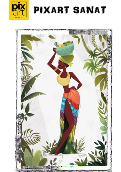 Renkli Afrikalı Kadın 38 x 58 cm fırsatları