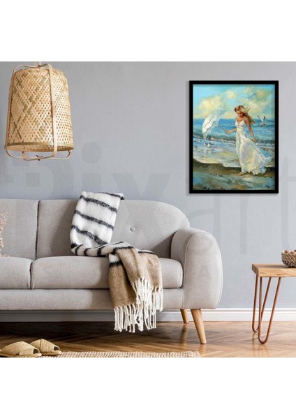 Beyaz Şemsiyeli Kız 41 x 51 cm fiyatları