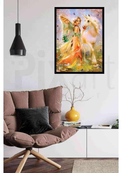 Beyaz Atlı Peri Pixart Sanat Elmas Mozaik Tablo Diamond Türkiye 43*58 fiyatları