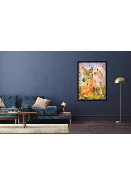 Beyaz Atlı Peri Pixart Sanat Elmas Mozaik Tablo Diamond Türkiye 43*58 modelleri