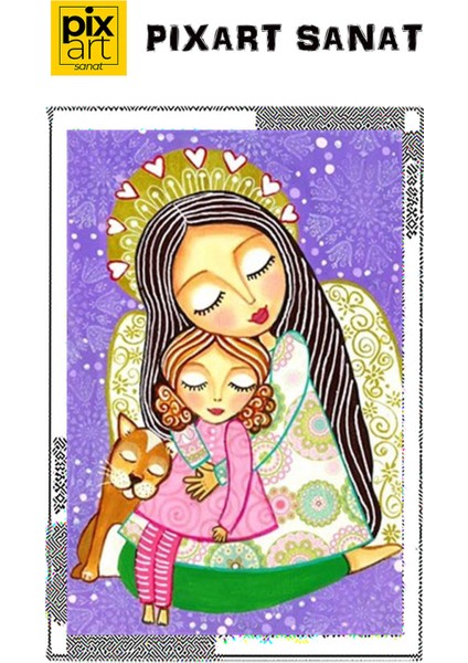 Anne Çocuk Pixart Sanat Elmas Mozaik Tablo Diamond Türkiye 43 x 64 cm fırsatları