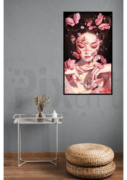 Pembe Kelebeklerim Pixart Sanat Elmas Mozaik Tablo Diamond Türkiye 43 x 74 cm modelleri