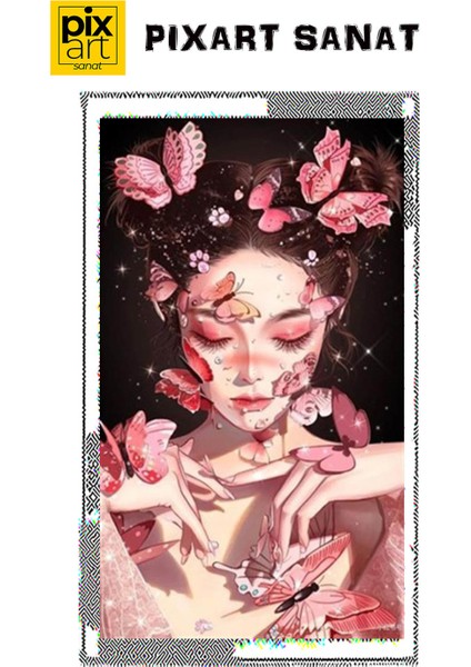Pembe Kelebeklerim Pixart Sanat Elmas Mozaik Tablo Diamond Türkiye 43 x 74 cm fırsatları