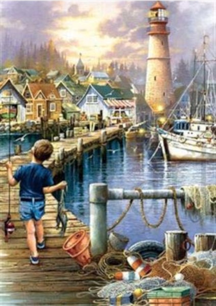 Balıkçı Çocuk Pixart Sanat Elmas Mozaik Tablo Diamond Türkiye 40*53