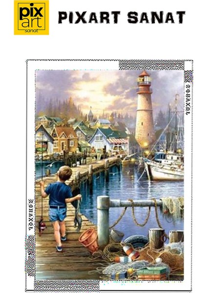 Balıkçı Çocuk Pixart Sanat Elmas Mozaik Tablo Diamond Türkiye 40*53 fırsatları