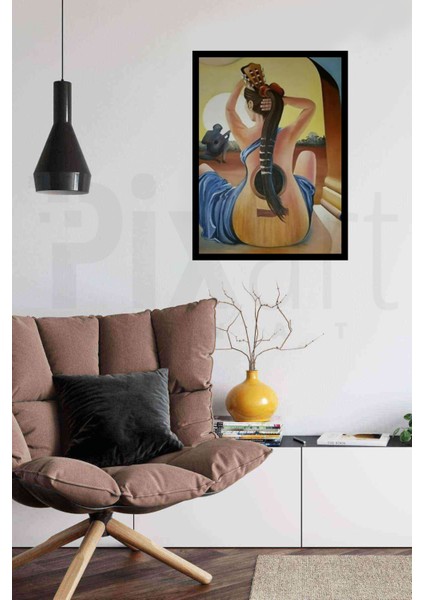 Gitar Çalan Kadın Pixart Sanat Elmas Mozaik Tablo Diamond Türkiye 36 x 51 cm fiyatları