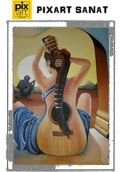 Gitar Çalan Kadın Pixart Sanat Elmas Mozaik Tablo Diamond Türkiye 36 x 51 cm fırsatları