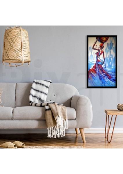 Mavi Elbiseli Kadın 43 x 74 cm fiyatları