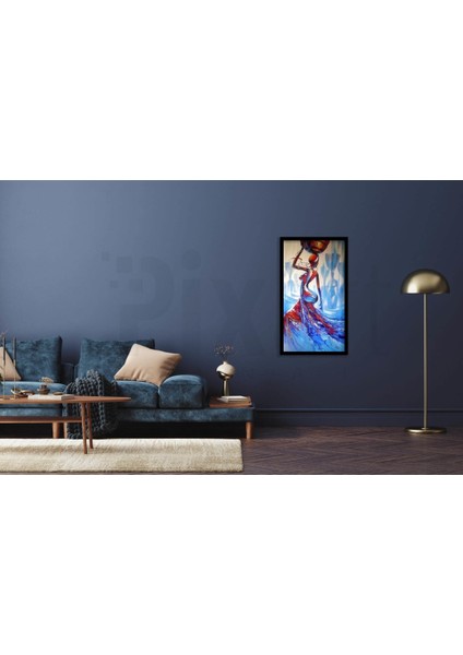 Mavi Elbiseli Kadın 43 x 74 cm modelleri