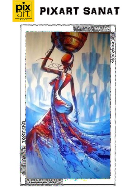 Mavi Elbiseli Kadın 43 x 74 cm fırsatları