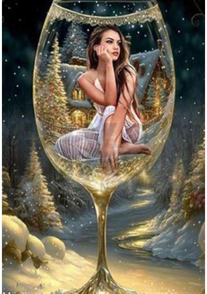 Bardak Içinde Kız Pixart Sanat Elmas Mozaik Tablo Diamond Türkiye 45*63