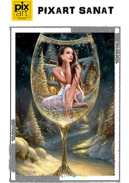 Bardak Içinde Kız Pixart Sanat Elmas Mozaik Tablo Diamond Türkiye 45*63 fırsatları