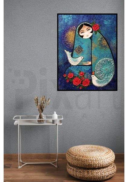 Kuş ve Kadın Pixart Sanat Elmas Mozaik Tablo Diamond Türkiye 53*66 fiyatları