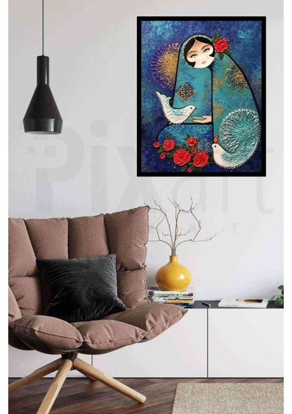 Kuş ve Kadın Pixart Sanat Elmas Mozaik Tablo Diamond Türkiye 53*66 modelleri