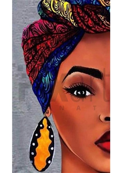 Renkli Kadın Pixart Sanat Elmas Mozaik Tablo Diamond Türkiye 25*53