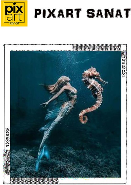 Deniz Atı ve Deniz Kızı Pixart Sanat Elmas Mozaik Tablo Diamond Türkiye 58*66