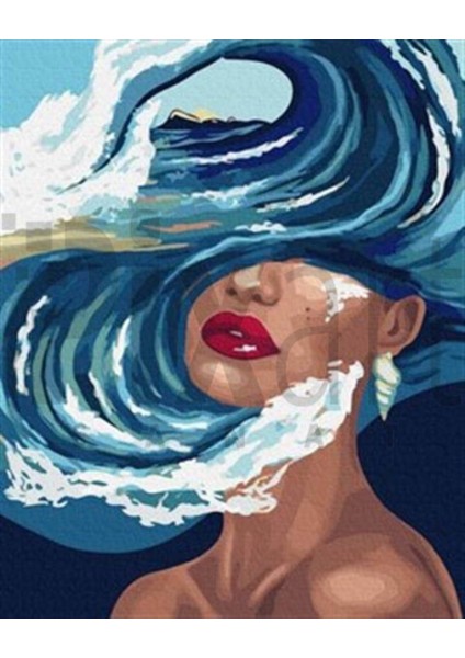 Saçları Deniz Kadın Pixart Sanat Elmas Mozaik Tablo Diamond Türkiye 43*53