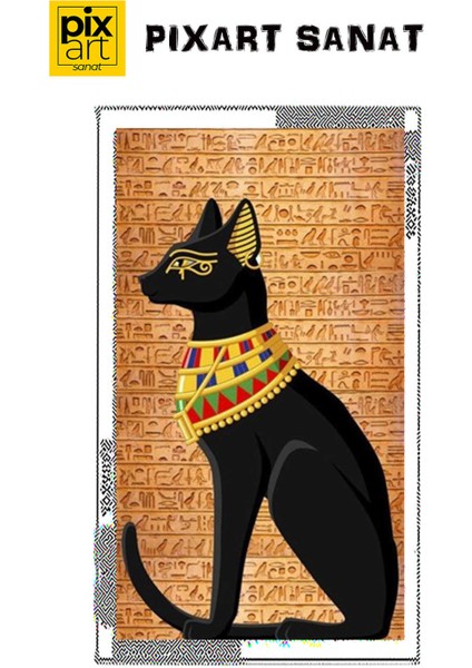Antik Mısır Kedi Pixart Sanat Elmas Mozaik Tablo Diamond Türkiye 48*83