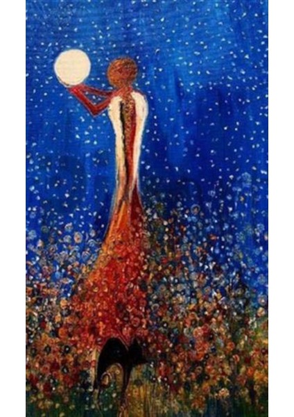 Dolunay ve Kadın Pixart Sanat Elmas Mozaik Tablo Diamond Türkiye 40*68