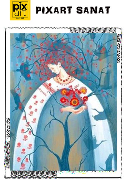 Kadın ve Kırmızılı Ağaç Pixart Sanat Elmas Mozaik Tablo Diamond Türkiye 50*63 fırsatları