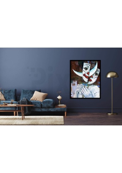 Beyaz Renkli Palyaço Pixart Sanat Elmas Mozaik Tablo Diamond Türkiye 43*53 modelleri