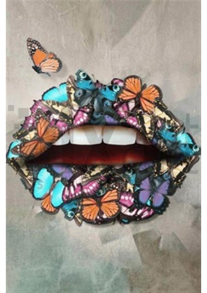 Kelebeklerden Dudak Pixart Sanat Elmas Mozaik Tablo Diamond Türkiye 50*73