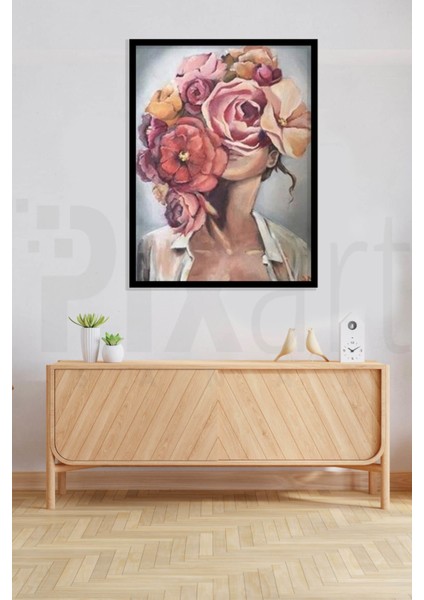Yüzünde Çiçekler Olan Kadın Pixart Sanat Elmas Mozaik Tablo Diamond Türkiye 48*66 modelleri
