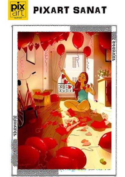 Kırmızı Balonlar Pixart Sanat Elmas Mozaik Tablo Diamond Türkiye 55*78 fırsatları