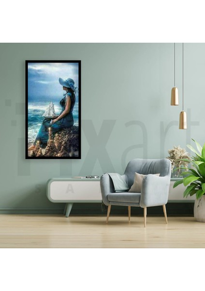 Mavi ve Kadın Pixart Sanat Elmas Mozaik Tablo Diamond Türkiye 45*78 fiyatları