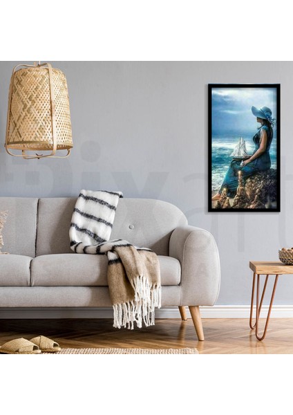 Mavi ve Kadın Pixart Sanat Elmas Mozaik Tablo Diamond Türkiye 45*78 modelleri
