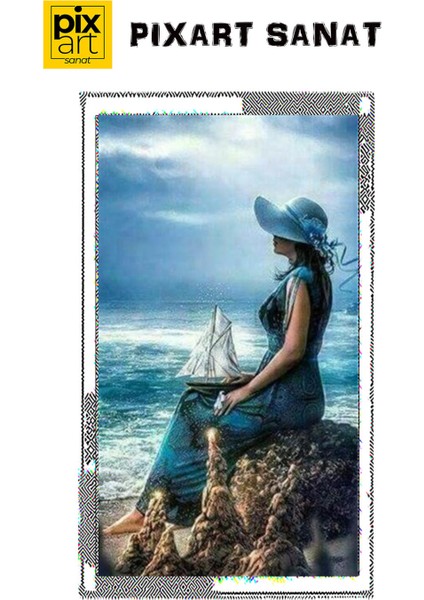 Mavi ve Kadın Pixart Sanat Elmas Mozaik Tablo Diamond Türkiye 45*78 fırsatları
