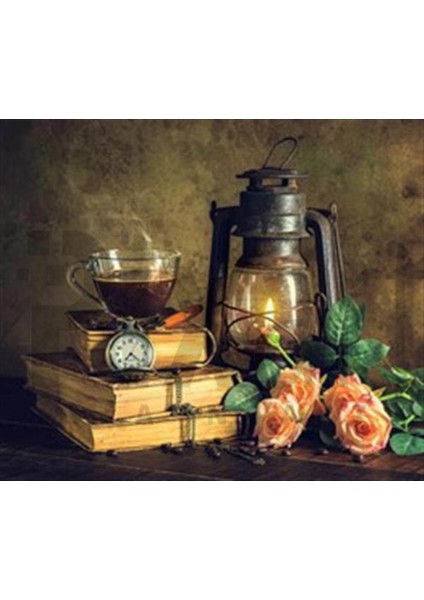 Kitap Köşesi Pixart Sanat Elmas Mozaik Tablo Diamond Türkiye 60*53