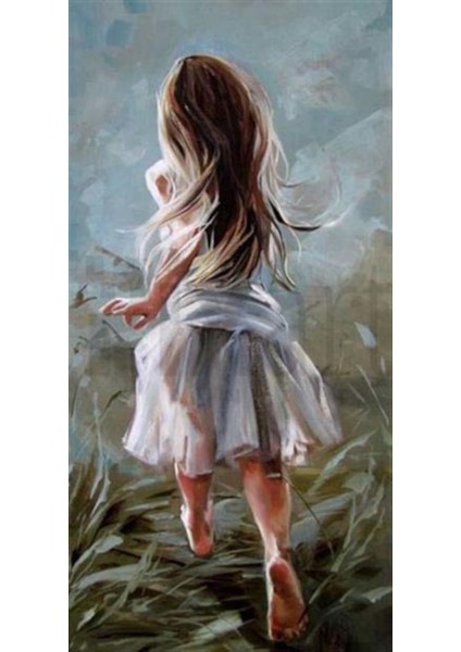 Beyaz Elbise Giymiş Kız Pixart Sanat Elmas Mozaik Tablo Diamond Türkiye 32*66