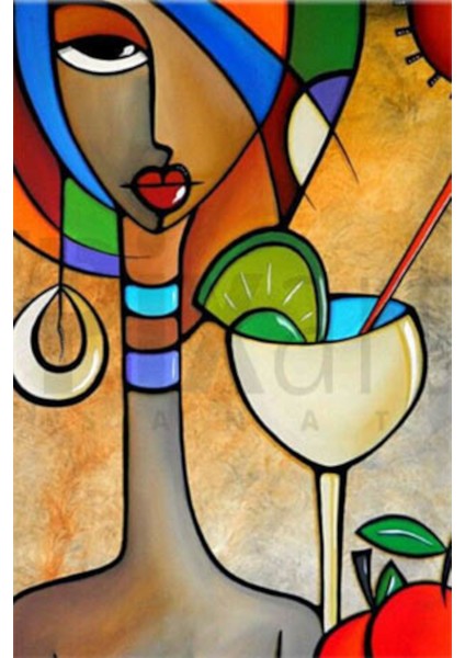 Kokteyl ve Kız Pixart Sanat Elmas Mozaik Tablo Diamond Türkiye 39*52