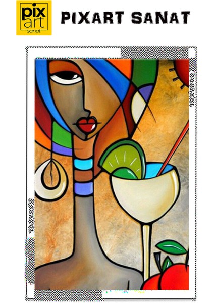 Kokteyl ve Kız Pixart Sanat Elmas Mozaik Tablo Diamond Türkiye 39*52 fırsatları