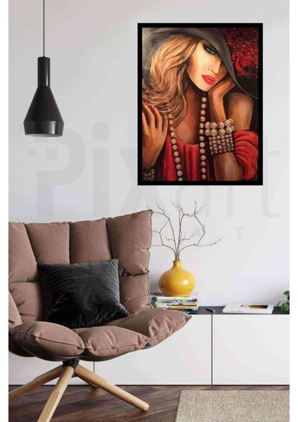 Inci Takılı Sarışın Kadın Pixart Sanat Elmas Mozaik Tablo Diamond Türkiye 40*53 fiyatları