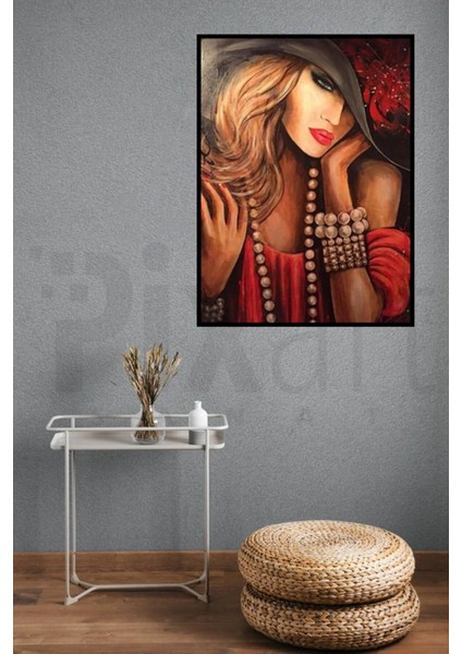 Inci Takılı Sarışın Kadın Pixart Sanat Elmas Mozaik Tablo Diamond Türkiye 40*53 modelleri